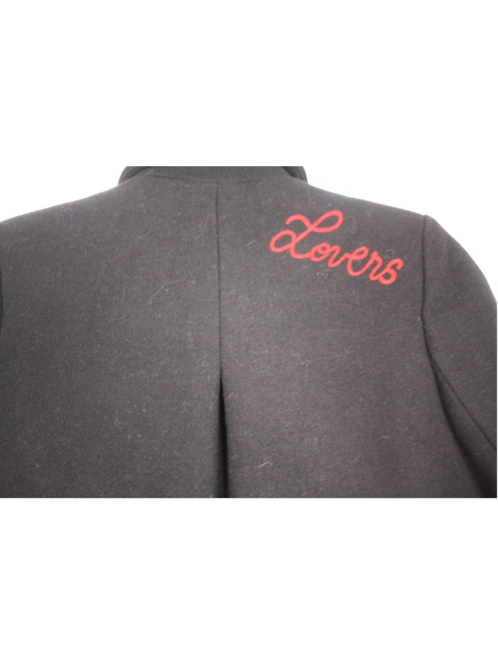 Zara Trafaluc XS Wool Blend Military Peacoat Lovers Embroidered Black Jacket - Picture 5 of 13